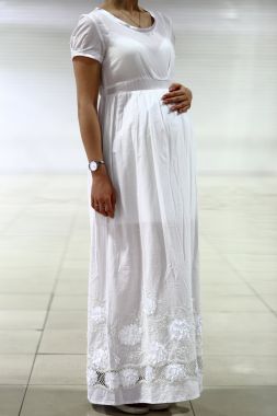 Платье С шитьём Белый 585 Стильный животик