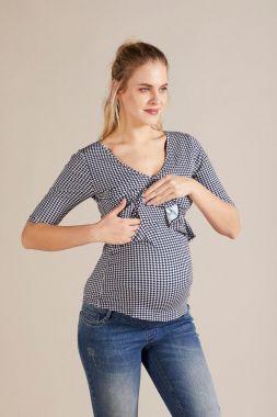 Блузка для беременных и кормящих  трикотаж Чёрн-Белый ромбик 0002201 GeBe Турция