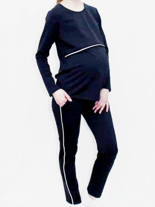 Спорт.костюм. для беременных и кормящих, с лампасом Тёмно-Синий 0191 VILENA