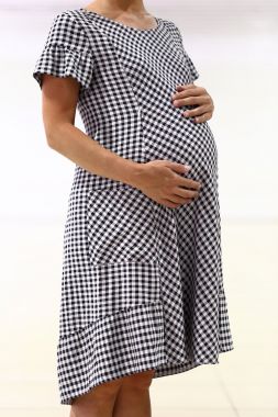 Платье для беременных и кормящих вискоза Чёрн-Белый в клеточку 7393 Fujin Турция