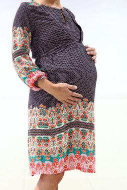 Платье для беременных и кормящих штапель длинный рукав Цветное с купоном 7764 Fujin Турция