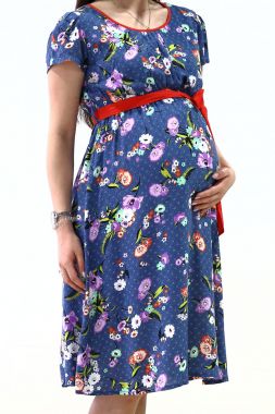 Платье хлопок Индиго с цветами 7720 Fujin Турция