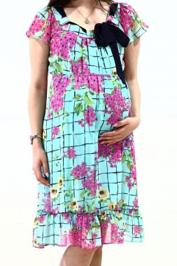 Платье Шифон с цветами Бирюза 3740 Fujin Турция