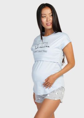Пижама для беременных и кормящих трикотаж голубой 103849 Россия