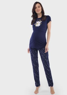 Пижама для беременных и кормящих мишки Синий 103564 Россия