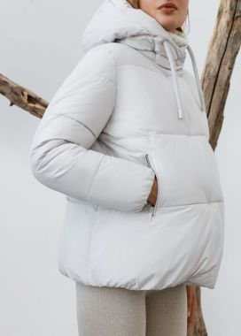 Куртка для беременных демисезон с капюшоном Молочный 186010 Россия
