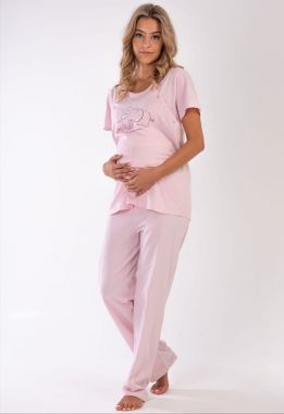 Пижама для беременных и кормящих короткий рукав розовый 1363 Турция