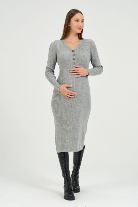 Платье для беременных и кормящих  лапша серый 7549 BUSA Турция